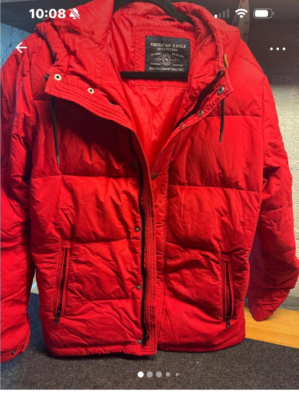 American Eagle Outfitters Red Quilted Puffer Jacket